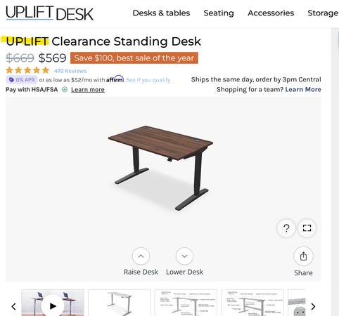 UPLIFT Desk - electric adjustable standing 1