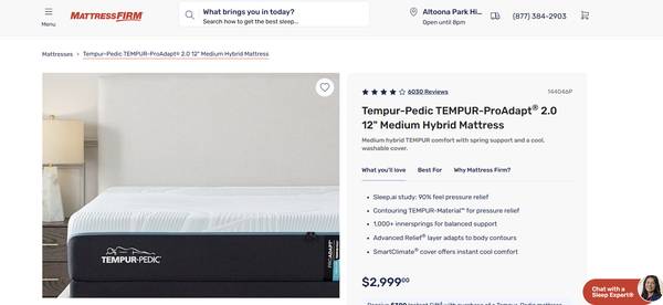 TEMPUR-ProAdapt® 12" Medium Mattress Full Prime 1
