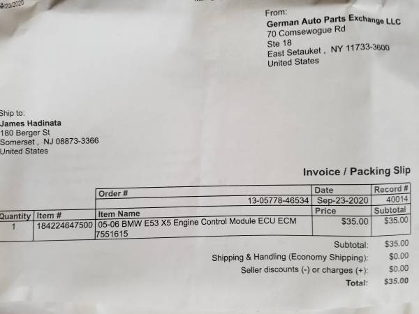 BMW X5 Engine Control Module ECU ECM 1