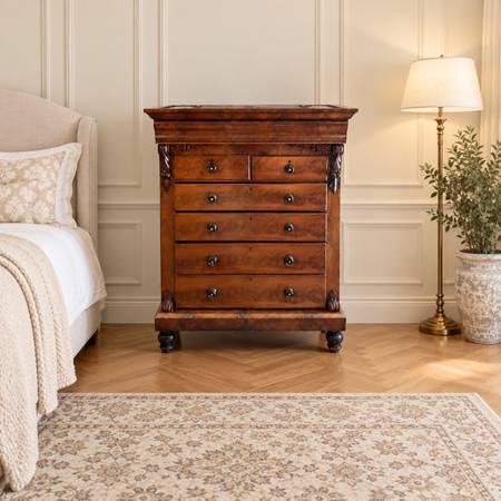 Antique Solid Mahogany Gentleman’s Chest Dresser Tallboy With Lift-Top Storage 1