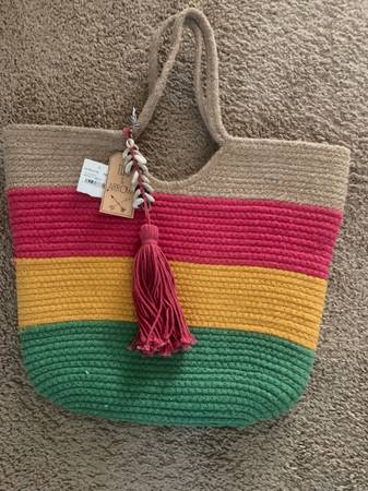 Woven Beach/ Boat/ Garden Bag/ Large Purse with Shells 1
