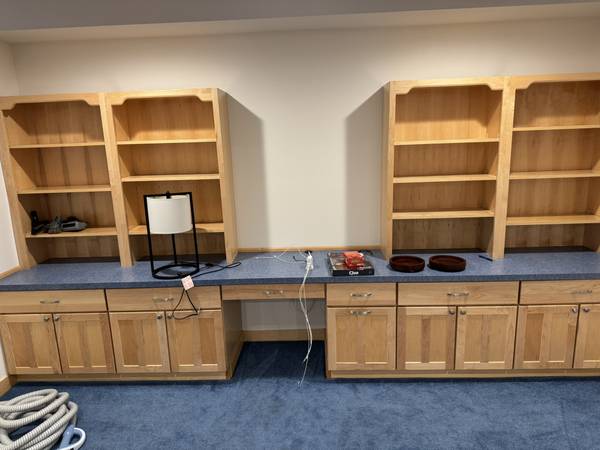 Solid Hardwood Maple cabinets and desk area 1