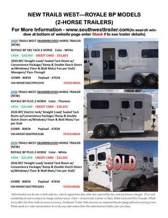 TRAILS WEST TRAILERS-ROYALE @ SOUTHWEST TRAILER SALES (760) 788-8900 1