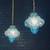 Pair of Vintage Turquoise Bubble Glass & Gilt-Metal Pendant Lantern Li 2 thumbnail