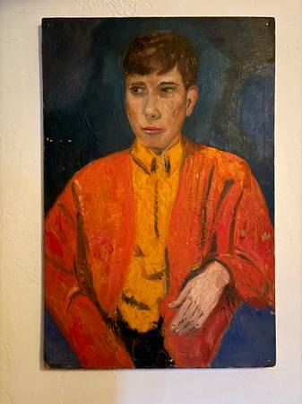 Vintage’s 1960’s Original Portrait Acrylic Painting on Masonite 1