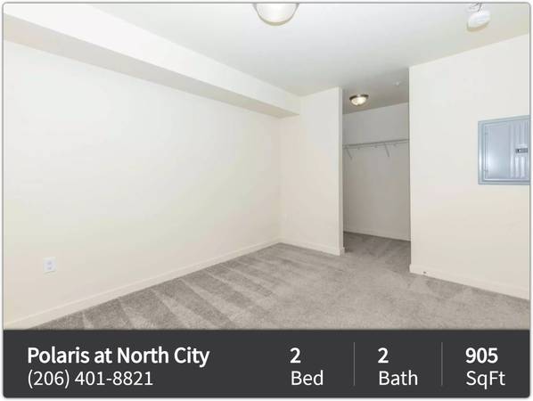 $1,875 / 2br - 905ft2 - Gorgeous 905 Sq Ft, 2 Bed / 2 Bath near public transportation (Shoreline)63850756996995121