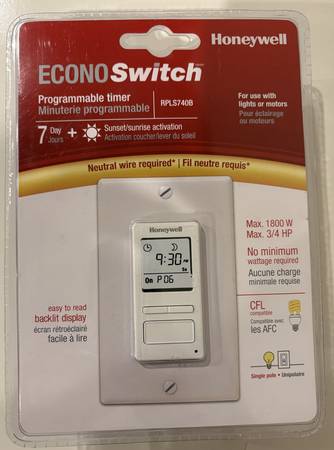 Honeywell RPLS740B ECONOswitch Programmable Switch - NEW 1