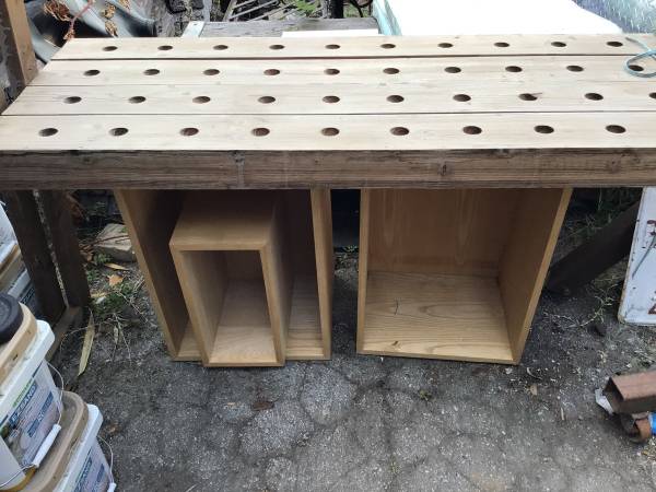 Champagne Riddler --Two oak cabinet  boxes nd 4 turning bookshelves 1