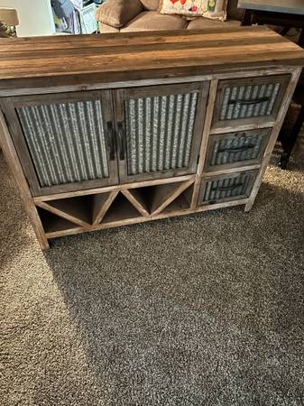 Rustic side table with storage underneath and 3 drawers 1