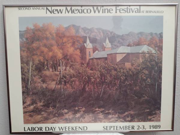 Betty Sabo 1989 New Mexico Wine Festival framed poster 1