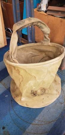Vintage WW2 US Army Military Canvas Water Bag Bucket by Vardaman Shoe 1