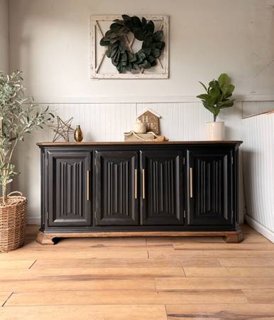 Refinished Solid Oak Buffet 1