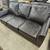 Sleek dark brown leather sofa** DELIVERY AVAILABLE 3 thumbnail