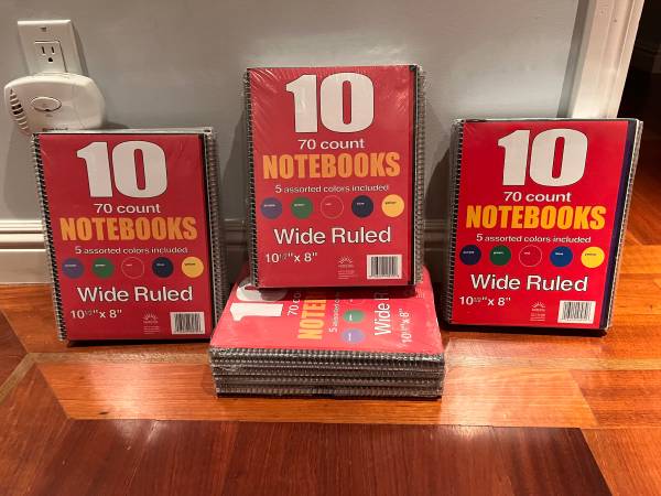 Notebooks- 3, 5, 6, and 10 pack wide ruled 1
