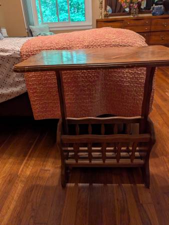 Table with magazine rack. - $15 (Anniston)63440260567425120