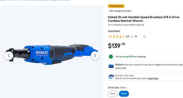 Brand New Kobalt 3/8 ratchet 1