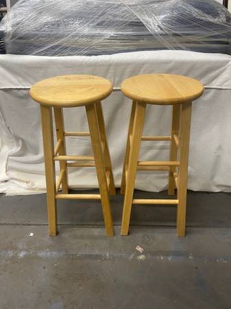 30” High Tall White Wooden Frame Kitchen Counter Table Bar Stool Chair 1