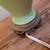 Vintage green ceramic brass lamp base 3 thumbnail