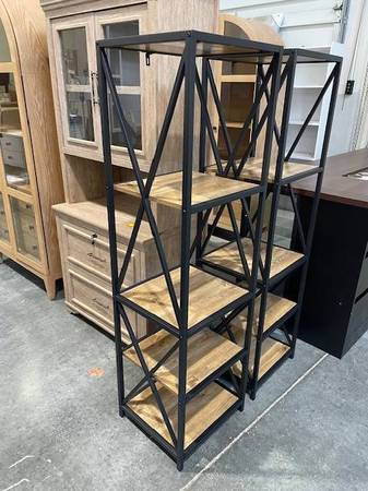 Metal and Wood Open 4 Tier Bookshelf Bookcase Barnwood 1