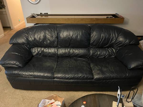 Blue Leather Couch 1