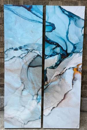 'Radiant Marble' Large Accent Canvas Art [PAIR] 1