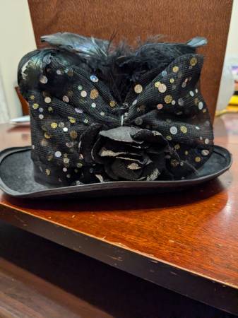 Black decorative hat for Halloween or Steam Punk. Adult size. 1