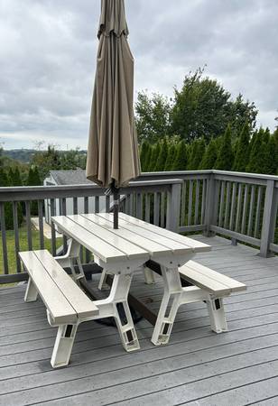 Picnic table with umbrella - maintenance free 1