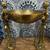 Gold Metal Bowl Held by Skeleton Halloween 2 thumbnail