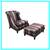 Baker Furniture Rolled Arm Wing Chair + Ottoman, Set 1 thumbnail