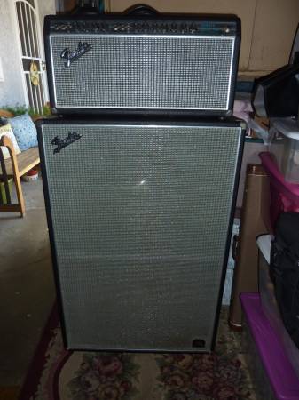 100 watt 1968 Fender Amp & cabinet- 2 JBL 15 inch silver cone speakers 1
