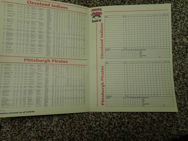 TICKET & SCORECARD-1ST GAME EVER AT JACOB'S FIELD - $10062972942953985122