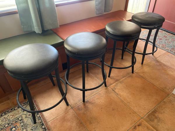 Brown Pleather Stools (4) 1
