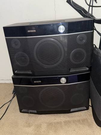 Two Simultaneously Aiwa EXOS-9 Portable Bluetooth Speaker 1