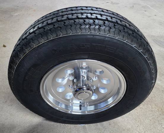 15" Mastertrack Trailer Tire 225 75 R15E 6 Lug Aluminum Mod Wheel 1