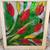 Farmhouse Window Faux Stain Glass Red Green Flowers 3 thumbnail