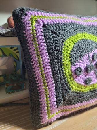 Purple/Gray LadyBug Pillow- 10" Handmade Crocheted - $15 (Columbia)63471026635649121
