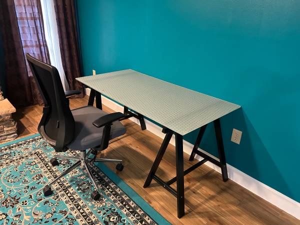 Honeycomb desk, clean sleek lines, contemporary 1