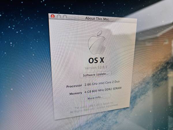 APPLE iMac A1224 20" PC Desktop computer Intel 2.66GHz 4GB RAM 500GB - $80 (Tyngsborough)63470442944129124