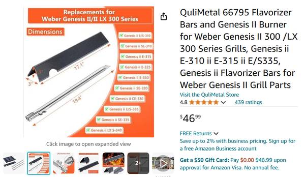 Genesis ii Flavorizer Bars for Weber Genesis 1