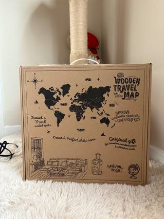 3D Wooden World Map House Decor Living Room (Multicolor) 1