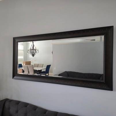 Large Rectangular Dark brown Framed Wall Mirror 75x35 1