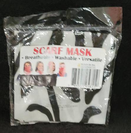 Black and White Tiger Stripped Face Mask Scarf 1