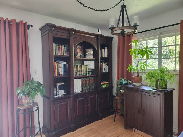 Moving sale - ornate solid wood bookcase 1