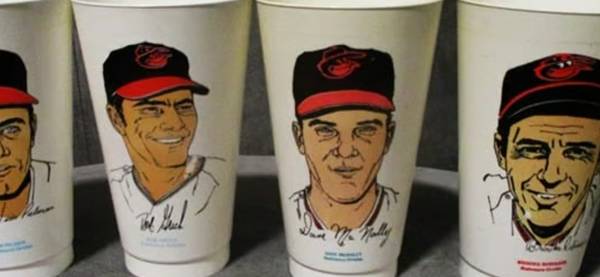 Set of 4 1972 7/11 Baltimore Orioles Slurpee Cups 1