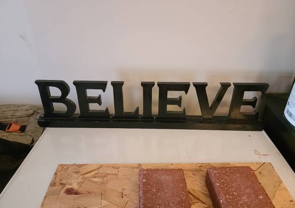 Linfevisi Black Wood Believe Sign Standing Block Letters Sign Rustic 1