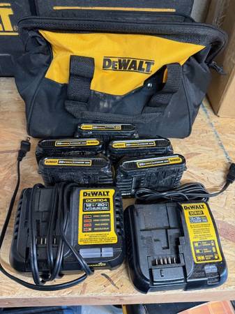 5 DEWALT BATTERIES AND 2 CHARGERS 1