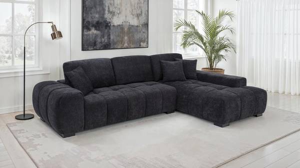 New Sectional with Chaise Upholstered in Soft Black Fabric! 1