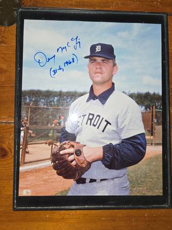 Framed autographed photo of tigers great denny McClain 1