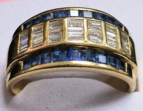 💎 LeVian 18k Honey Gold Diamond & Sapphire Ring 💍 1