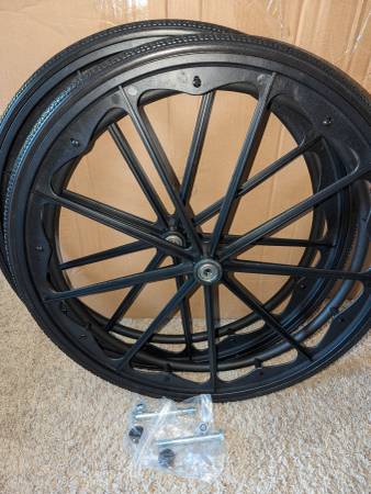 NEW 2 Wheelchair 24" Replacement Wheels Black 1